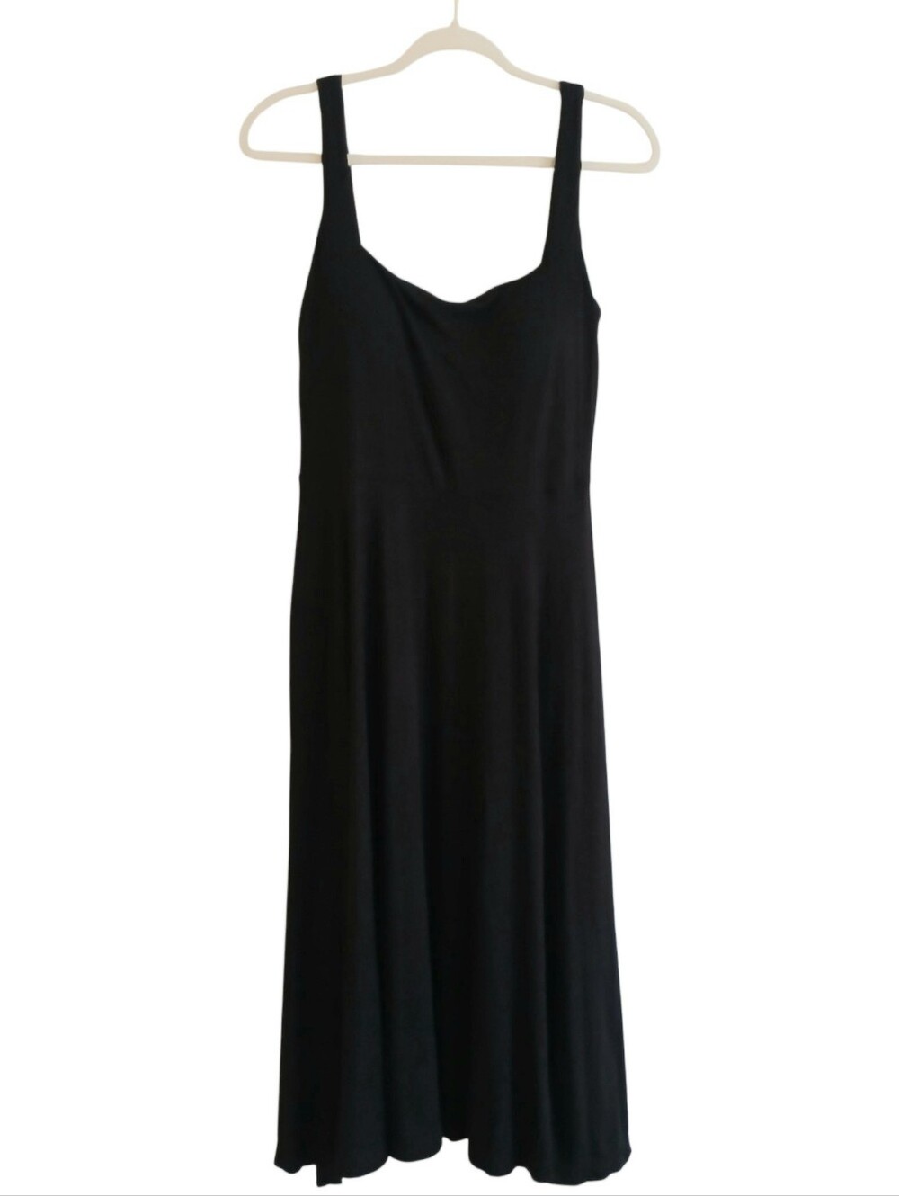 OGL Move Padded Bra Top Fit Flare Dress L Black LBD Pockets Stretch Feminine